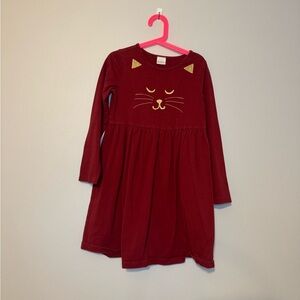 ✨ Hanna Andersson Girls Dress – Size 130 (US 8) – Maroon Cat Face – 100% Cotton